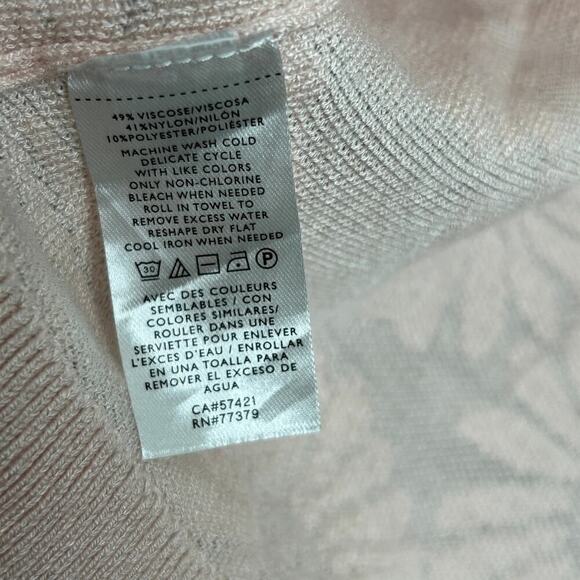 Ann Taylor Floral Jacquard Open Front Cardigan Womens Large Pink Floral Knit - Picture 6 of 7